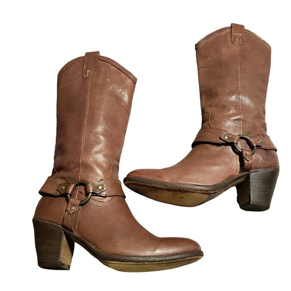 Frye Shoes - Brown Leather Western Boots